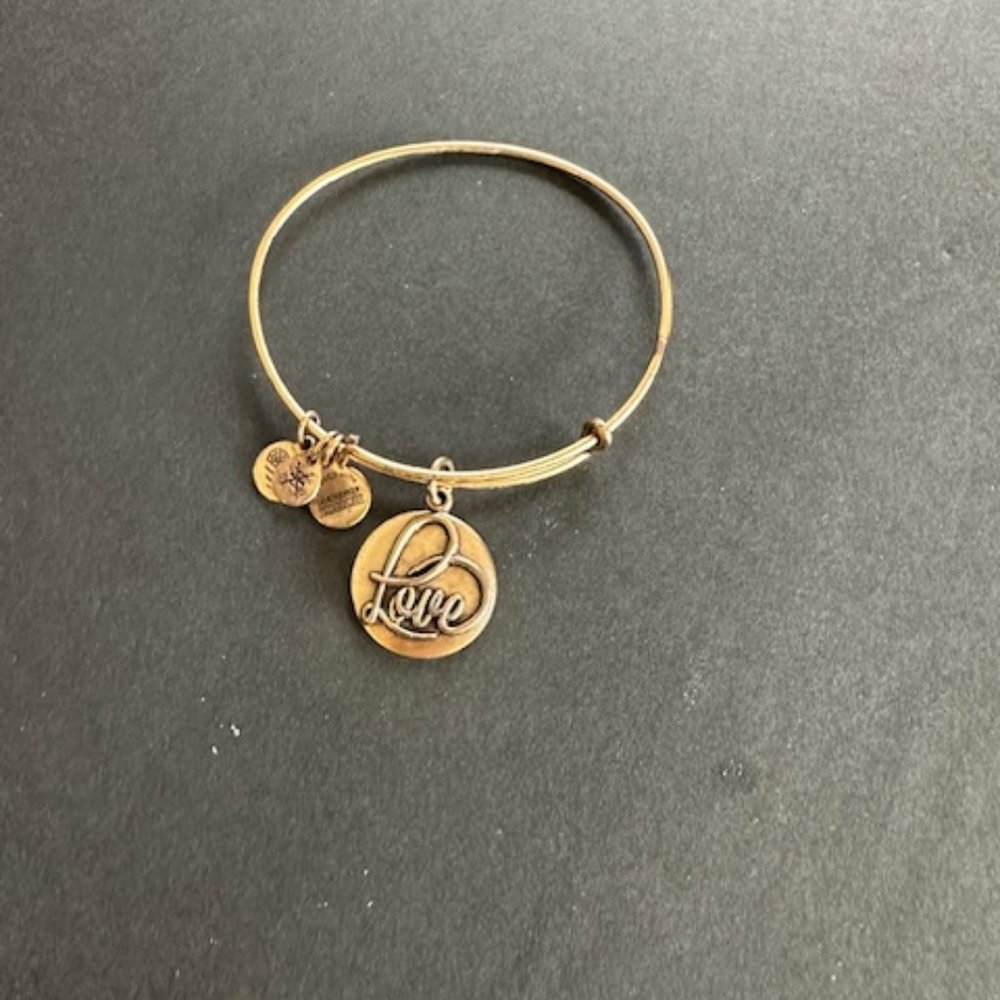 Alex And Ani Love Bracelet Light Affection Joy gold tone Charms